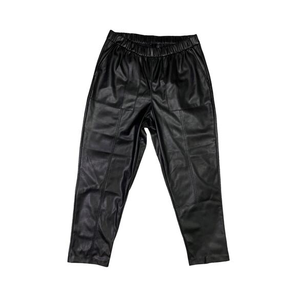 Gap Faux Leather Jogger Pants Black NWT Size L Pull-On High Rise $89 MSRP - Picture 1 of 7